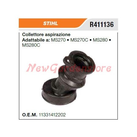 Colector de admisión motosierra STIHL MS270 270C 280 280C R411136 | Newgardenstore.eu