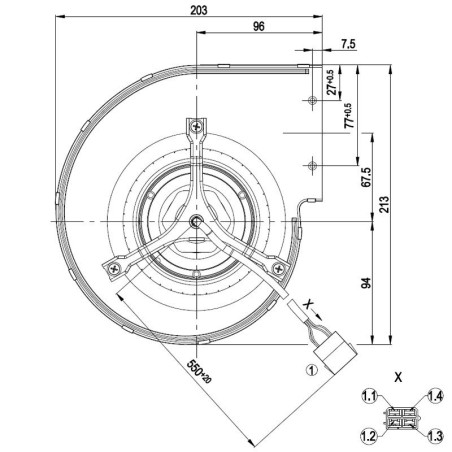 Ventilador centrífugo EBM D4E133DT46L4 de 230 V