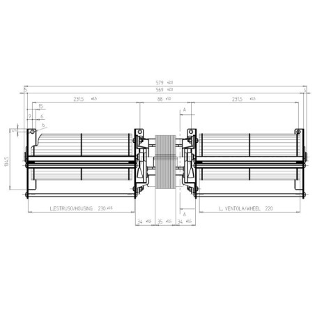 Ventilateur tangentiel TGD80/1 2x220/35 1640