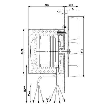 EBM R2E210AA3405 EXTRACTOR Ventilador de 210 m