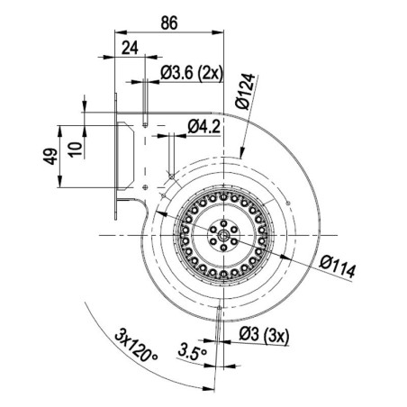 Ventilador centrífugo EBM D2E097-BI56-48