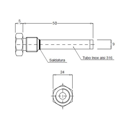 POZZETTO INOX AISI316 9x50mm