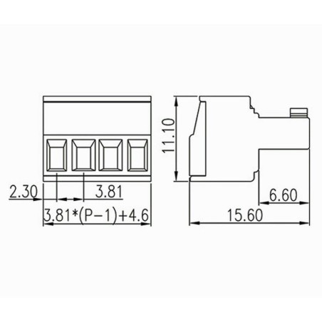 CONECTOR DE 10 POLOS HEMBRA DE PASO DE 3,81 MM
