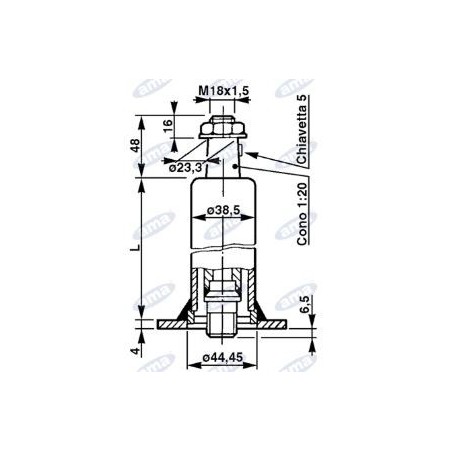 Columna de dirección asistida longitud 158mm con conicidad C/6 (1:20) AMA 05207