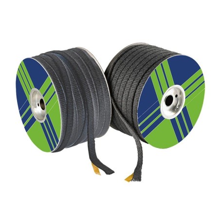 CARRETE DE 50 m DE CINTA DE TEXTO NEGRA TRENZADA DE 25 x 3 mm | Newgardenstore.eu