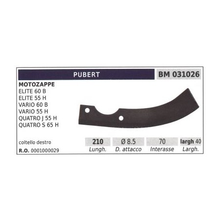 Cutter blade, right-hand for ELITE 60B motor cultivator PUBERT | Newgardenstore.eu