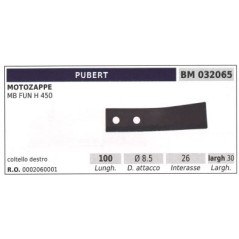 Lama destro fresa per motozappa motocoltivatore MB FUN H 450 PUBERT