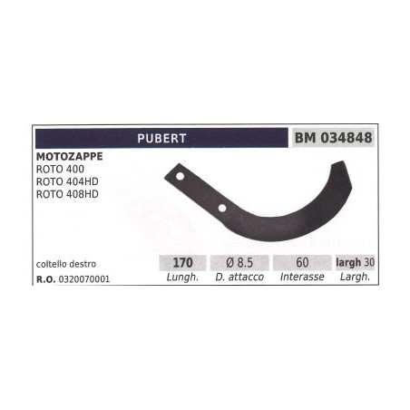 Cutter blade, right-hand for rotary cultivator ROTO 400 PUBERT | Newgardenstore.eu