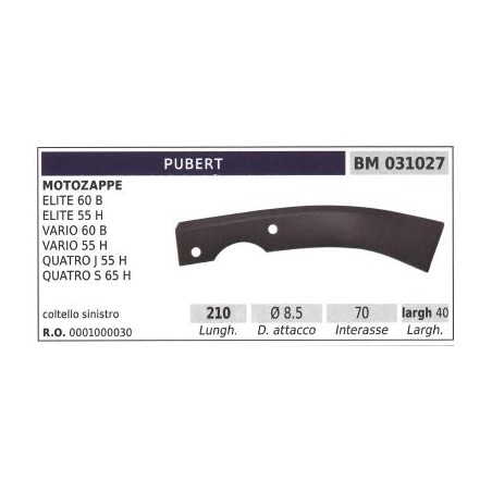 Cutter blade, left-hand side, for walking tractor ELITE 60B PUBERT | Newgardenstore.eu