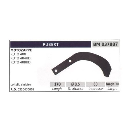 Cutter blade, left-hand for rotary cultivator ROTO 400 PUBERT | Newgardenstore.eu