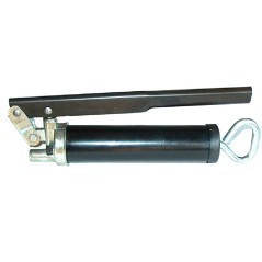 Hand operated grease gun with manual lever loading via grease gun