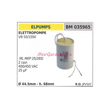 Condensatore ELPUMPS elettrosega VB 50/1500 035965 | Newgardenstore.eu