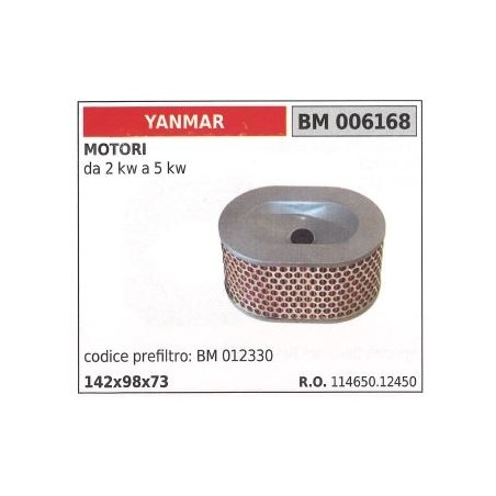 YANMAR air filter for 2 Kw to 5 Kw engine 006168 | Newgardenstore.eu