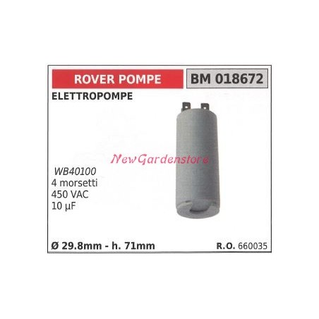 Condensateur de pompe électrique ROVER POMPE 018672 | Newgardenstore.eu