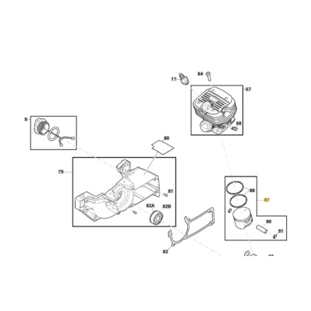 Piston chainsaw ACS538 CS540 MF2500 ORIGINAL STIGA 118805701/0 | Newgardenstore.eu