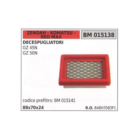 Air filter ZENOAH for brushcutter GZ 45N GZ 50N 015138
