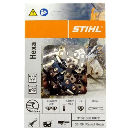 ORIGINAL STIHL RAPID HEXA chainsaw chain, 50 cm bar, 72 links, 1.6 mm thick | Newgardenstore.eu