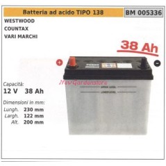 Acid battery TYPE 138 for westwood countax different brands, and 12V 38AH 005336