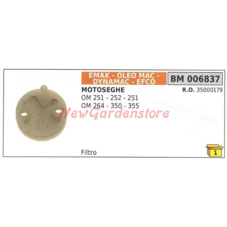 Filtro de aspiración de aceite para motosierra Oleomac 251 252 264 350 355 35000179 | Newgardenstore.eu