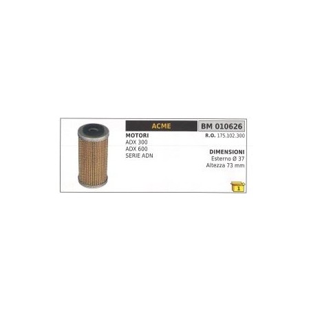 Filtro benzina ACME ADX 300 ADX 600 SERIE ADN Ø esterno 37mm altezza 73mm | Newgardenstore.eu