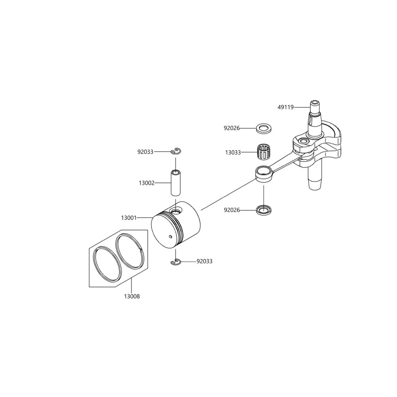 Bandes de piston pour taille-haie TJ23E 13008-6050 d'origine BLUE BIRD