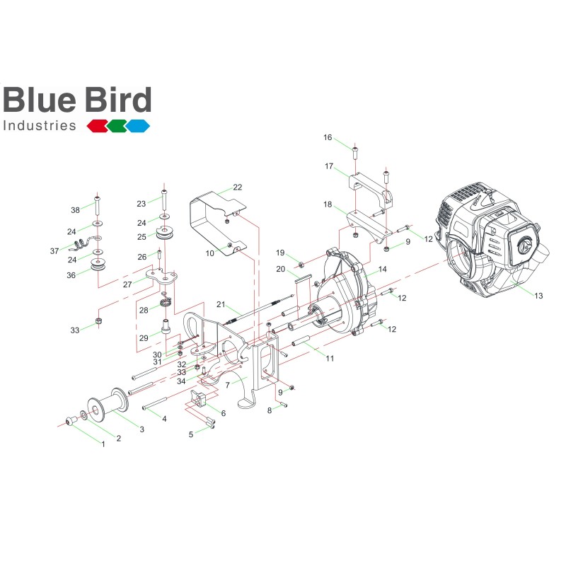 TELAIO VERRICELLO BB610 ROSSO 754300 ORIGINALE BLUE BIRD