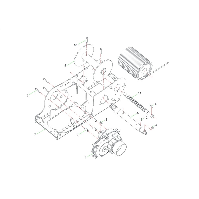 Cadre de treuil BB1610X rouge 754310 d'origine  BLUE BIRD