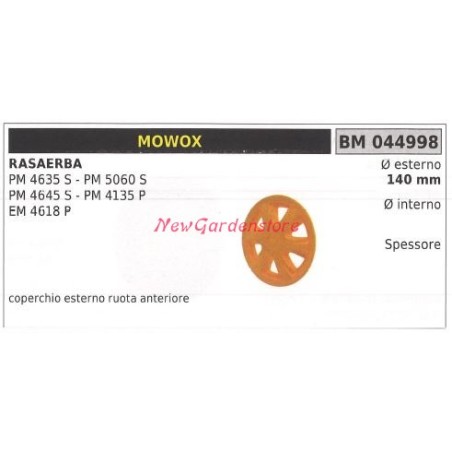 MOWOX cubierta rueda delantera MOWOX cortacésped PM 4635S 044998 | Newgardenstore.eu