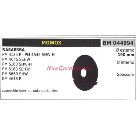 Coperchio ruota posteriore MOWOX rasaerba tosaerba tagliaerba PM 4135P 044994 | Newgardenstore.eu