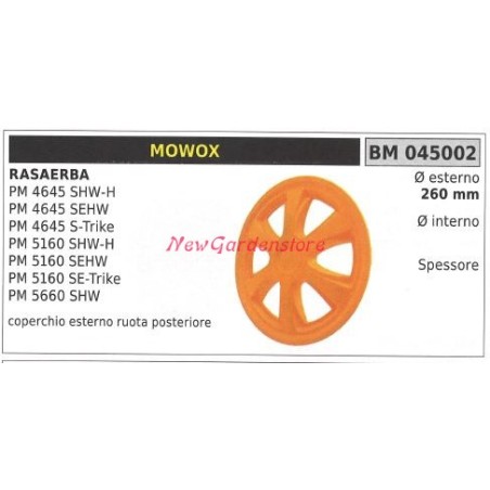 Coperchio Ruota posteriore MOWOX rasaerba tosaerba tagliaerba PM 4645 shw-h 045002 | Newgardenstore.eu