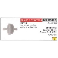 BRIGGS&STRATTON petrol filter with pump with stainless steel core 394358 | Newgardenstore.eu