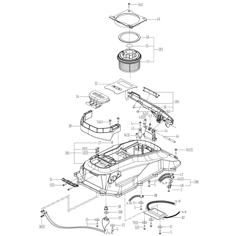 BLOCCO DI FISSAGGIO XR50029470 ORIGINALE Worx