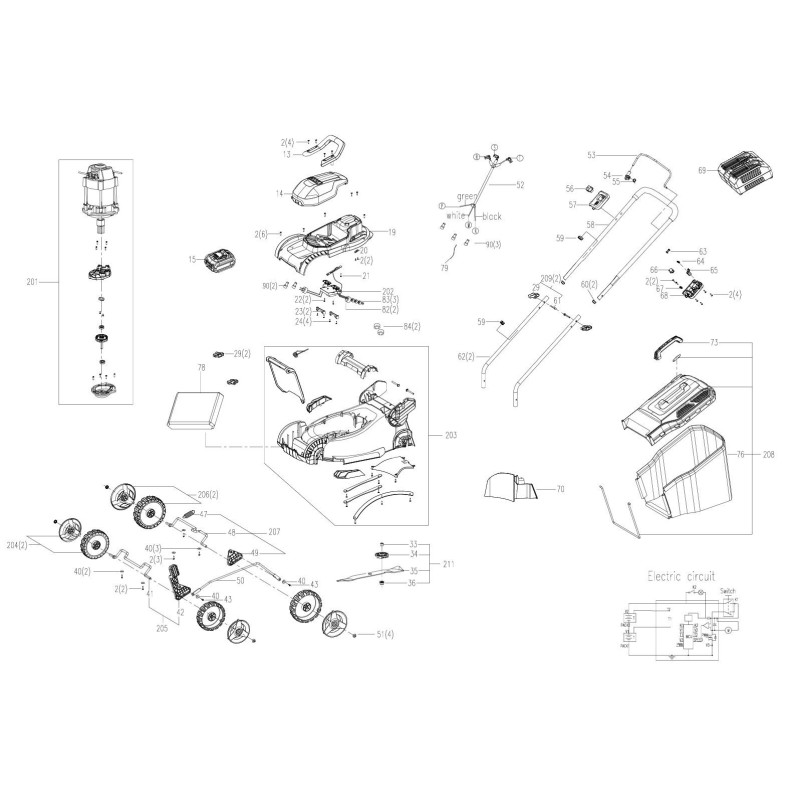 Original Worx XR50040553 grass collection box assembly
