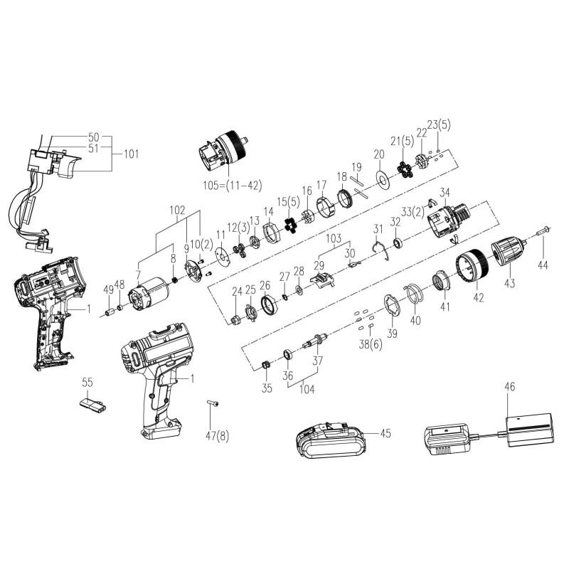 Set di interruttori e schede PCB XR60051356 ORIGINALE Worx