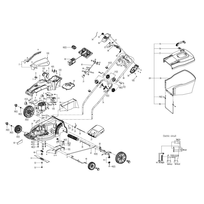 Worx Original XR50034357 PCB and Switch Set