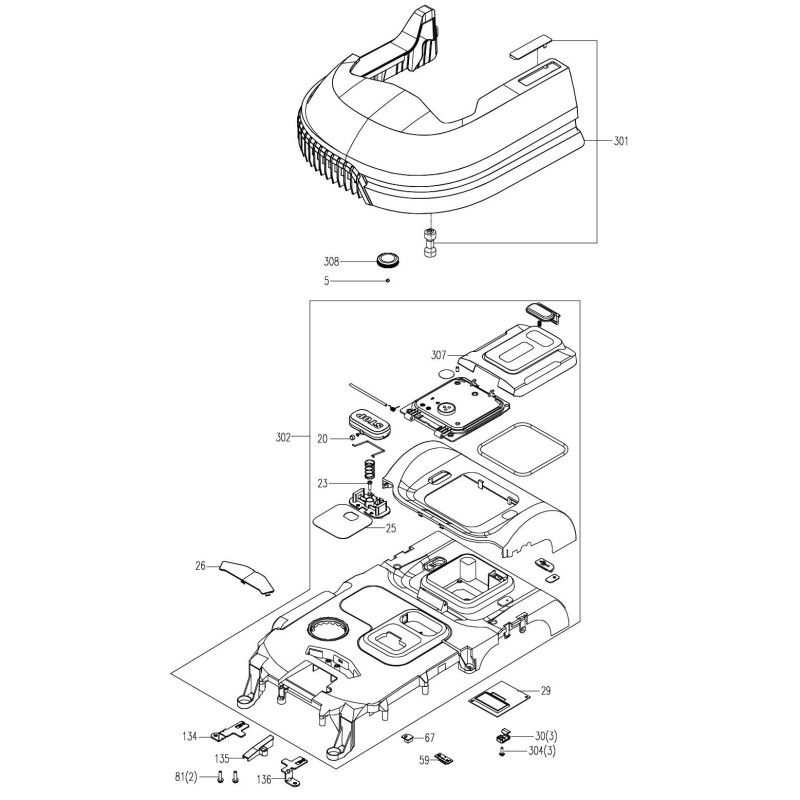 Worx Original XR50044592 Top Cover Assembly