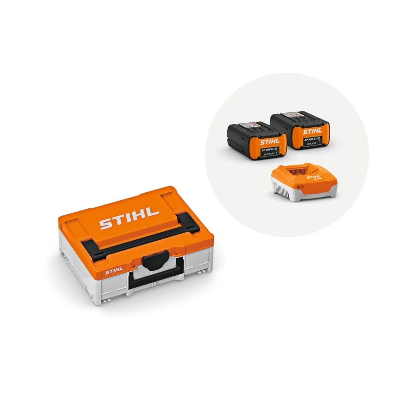 STIHL Power Box 2 bestehend aus 2 AP300S-Akkus und 1 AL501-Schnellladegerät
