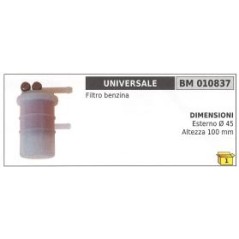 Filtro de combustible UNIVERSAL externo Ø 45 mm Ø conexiones 100 mm | Newgardenstore.eu