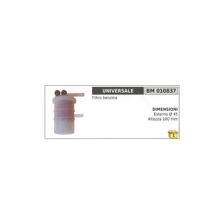 Filtro de combustible UNIVERSAL externo Ø 45 mm Ø conexiones 100 mm | Newgardenstore.eu