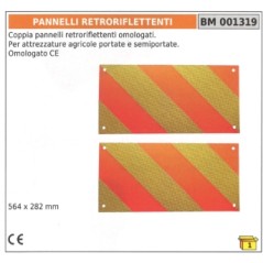 Coppia pannelli retroriflettenti omologati CE per attrezzature agricole portate