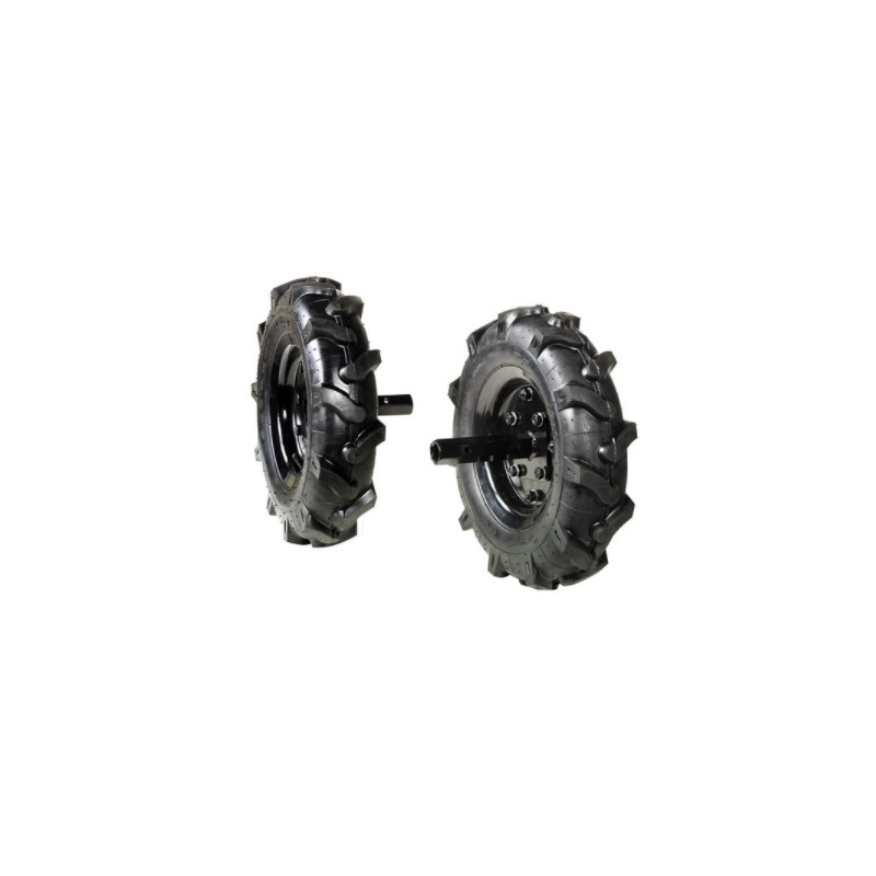 Pair of 3.50-8" tyred wheels for NIBBI motor mower 118