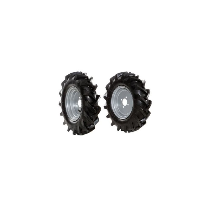 Pair of 4.00-10" tyred wheels with fixed disc for walking tractor NIBBI BRIK 5S