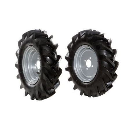 Pair of 4.00-10" tyred wheels with fixed disc for walking tractor NIBBI BRIK 5S | Newgardenstore.eu