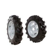 Pair of 4.00-10" tyred wheels with adjustable disc for walking tractor NIBBI BRIK3