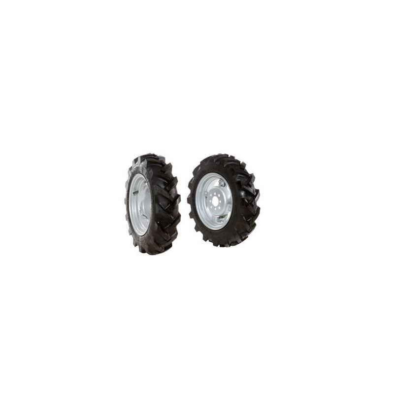 Pair of 4.00-10" tyred wheels with adjustable disc for walking tractor NIBBI BRIK3