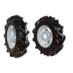 Pair of 5.00-10 tyred wheels with adjustable disc for walking tractor NIBBI KAM 4 | Newgardenstore.eu
