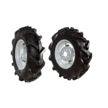 Pair of 5.00-10 tyred wheels with adjustable disc for walking tractor NIBBI KAM 4 | Newgardenstore.eu