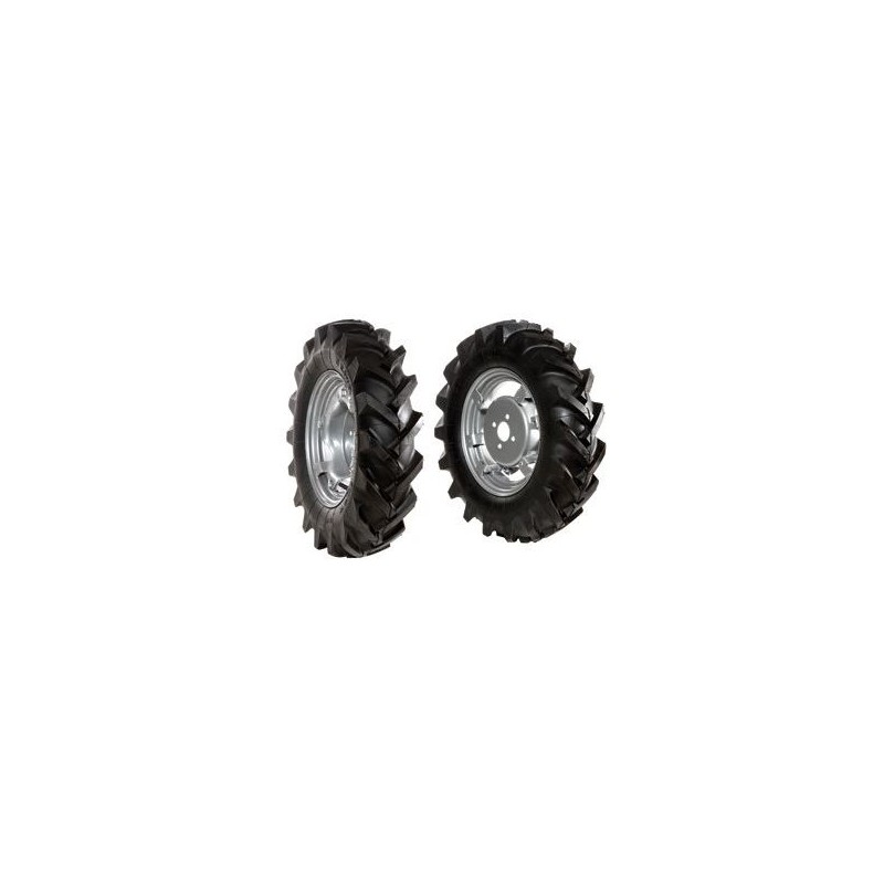 Paire de roues à pneus 5.00-12" avec disque réglable pour tracteur marcheur NIBBI MAK16