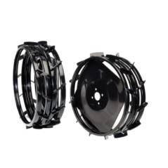 Pair of 410mm diameter metal wheels NIBBI mulcher widening ring