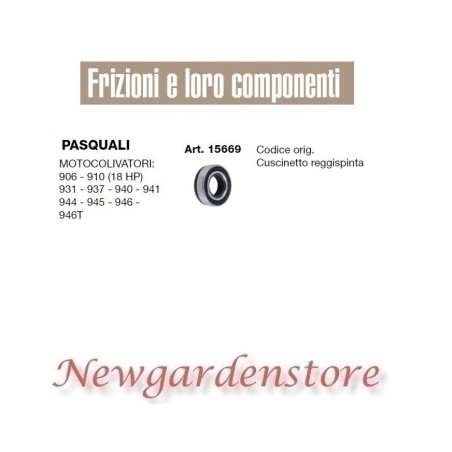 Cuscinetto reggispinta 15669 motocoltivatore PASQUALI 906 910 931 937 940 941 | Newgardenstore.eu